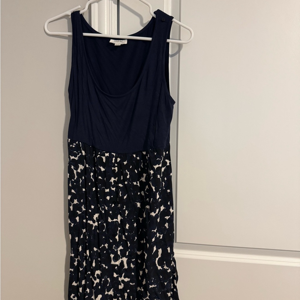 Seraphine Navy Blue 2 in 1 Maternity & Nursing Dress - Picture 2 of 7
